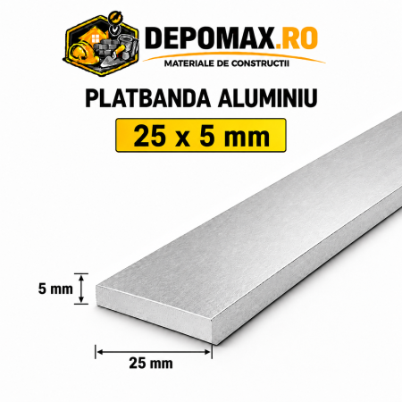 Platbanda aluminiu 25 x 5 mm, 6 metri (EN-AW 6060)